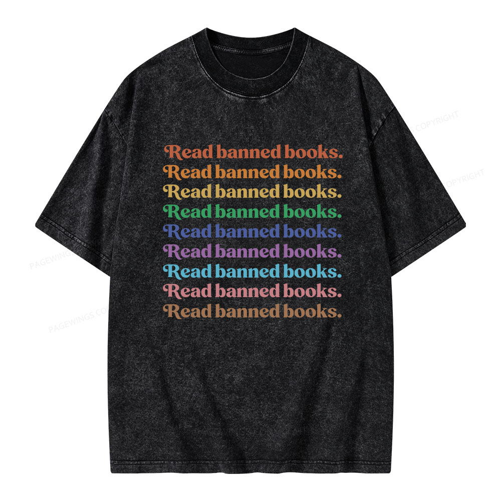 Pagewings Read Banned Books Unisex Washed T-shirt