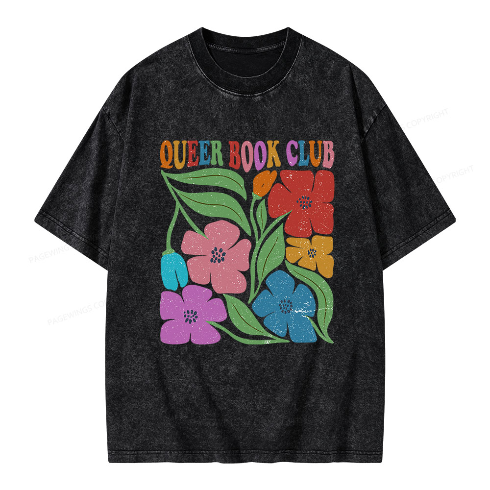 Pagewings Queer Book Club Unisex Washed T-shirt