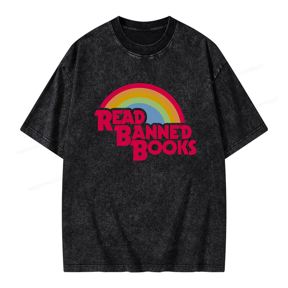 Pagewings Read Banned Books Unisex Washed T-shirt