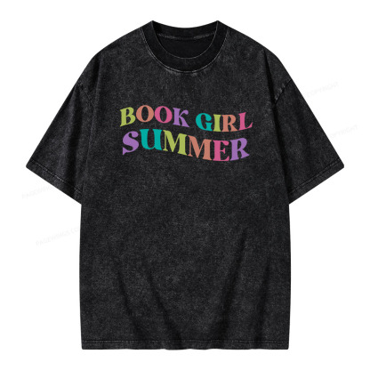 Pagewings Book Girl Summer Unisex Washed T-shirt