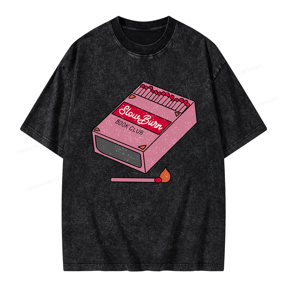 Pagewings Slow Burn Book Club Unisex Washed T-shirt