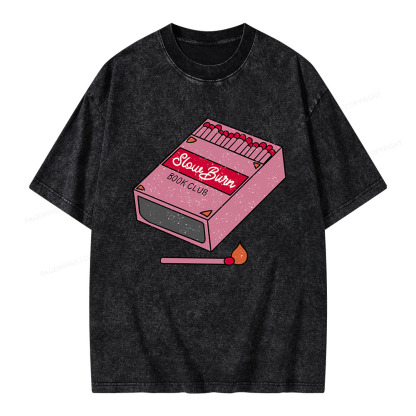 Pagewings Slow Burn Book Club Unisex Washed T-shirt
