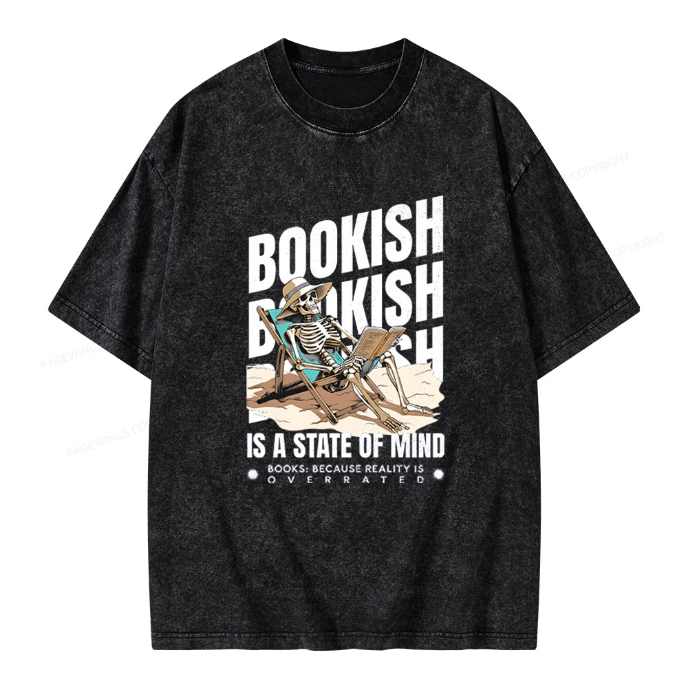 Pagewings Bookish Is A State Of Mind Unisex Washed T-shirt