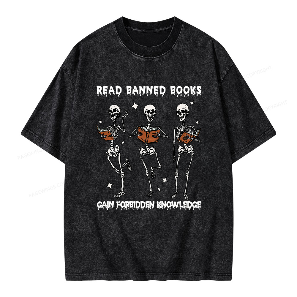 Pagewings Read Banned Books Gain Forbidden Knowledge Unisex Washed T-shirt