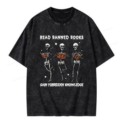 Pagewings Read Banned Books Gain Forbidden Knowledge Unisex Washed T-shirt