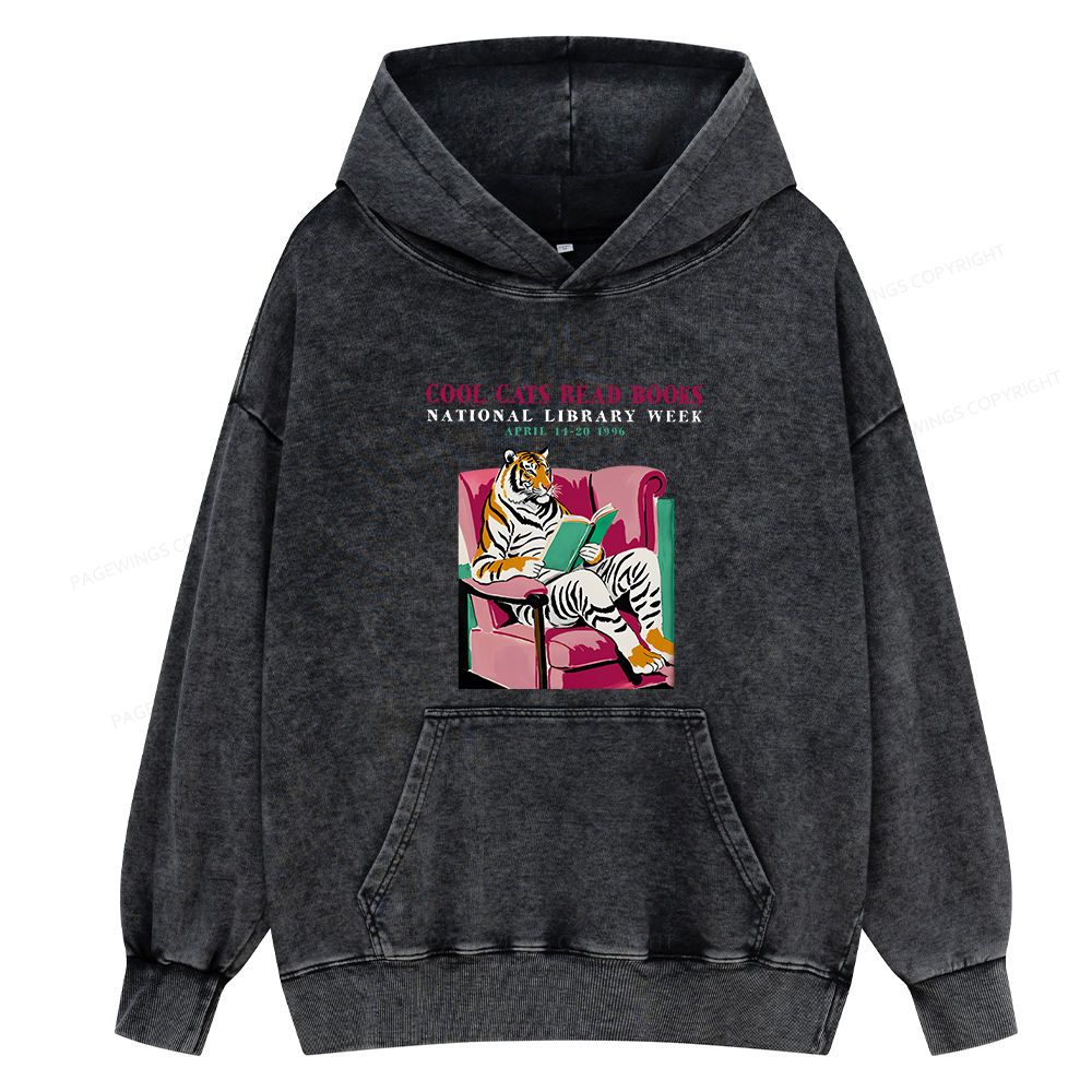 Pagewing Library Week Poster 1996 Unisex Washed Hoodie