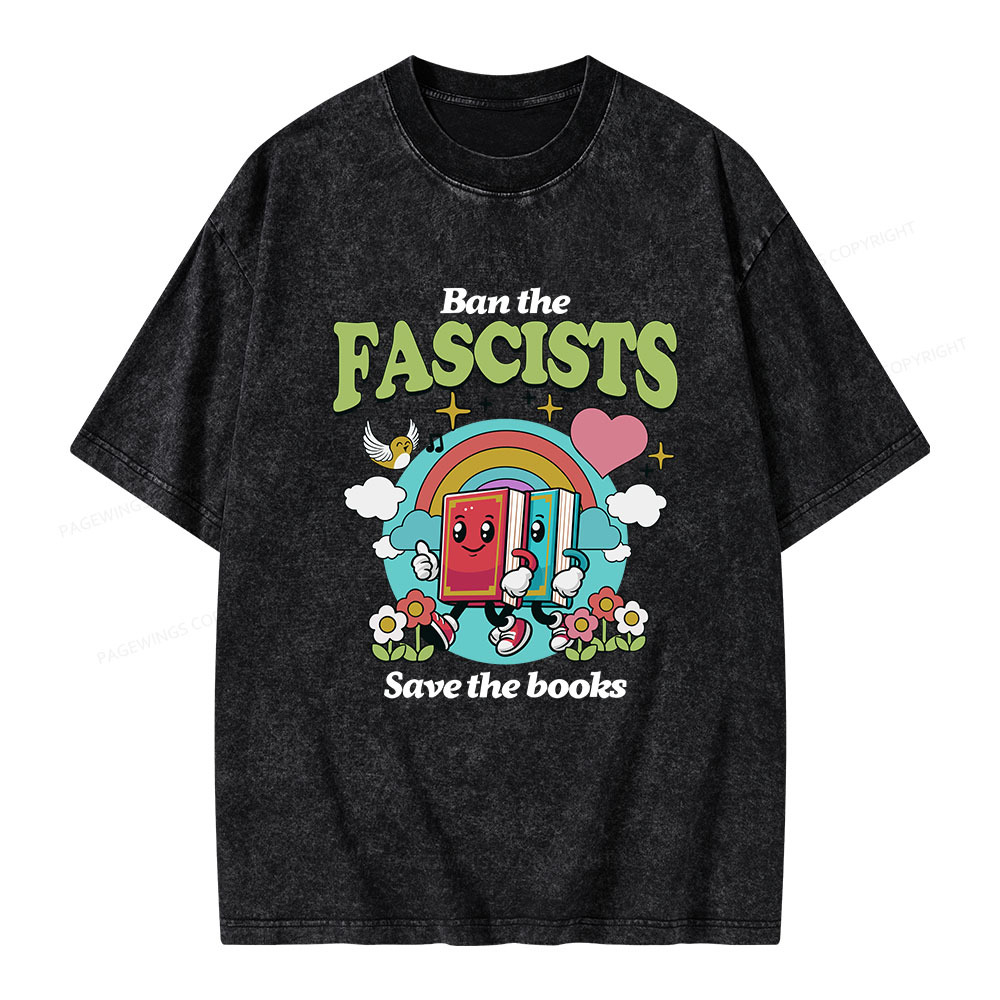 Pagewings Ban the Fascists Save the Books Unisex Washed T-shirt
