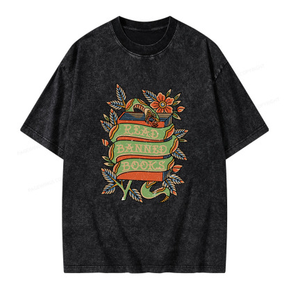 Pagewings Read Banned Books Unisex Washed T-shirt