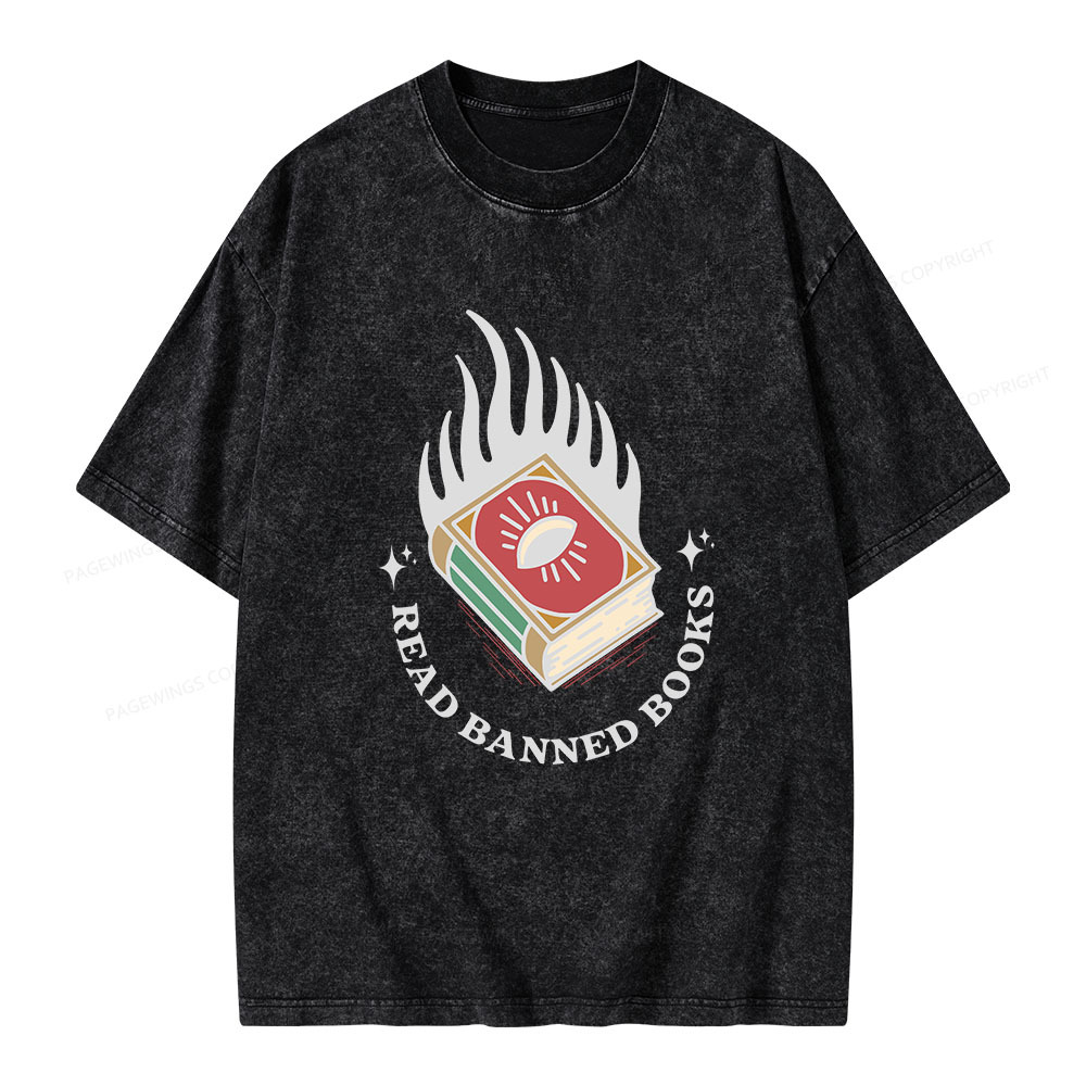 Pagewings Read Banned Books Unisex Washed T-shirt