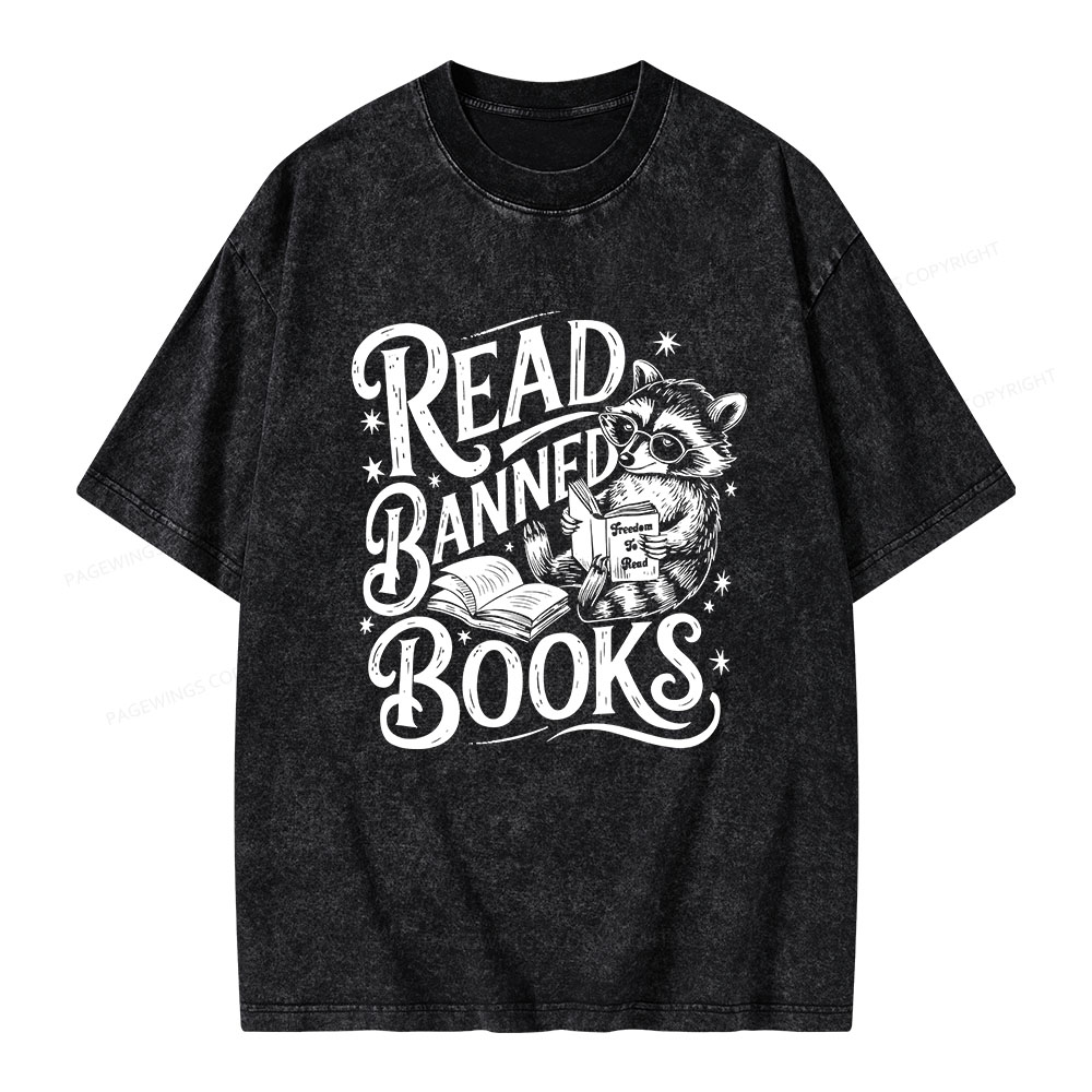 Pagewings Read Banned Books Unisex Washed T-shirt