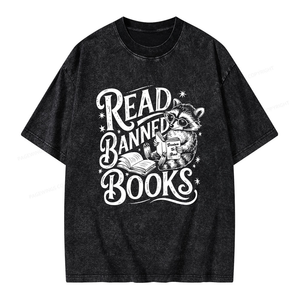 Pagewings Read Banned Books Unisex Washed T-shirt