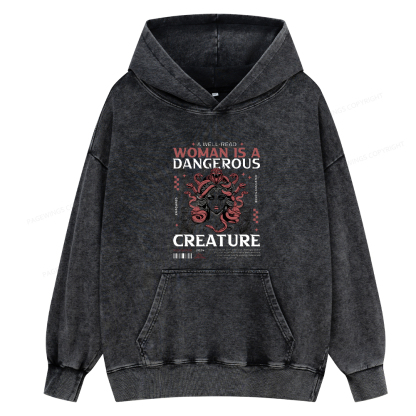 Pagewing A Well-Read Woman is A Dangerous Creature Unisex Washed Hoodie