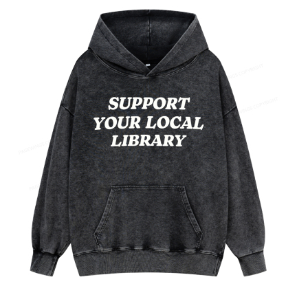 Pagewing Support Your Local Library Unisex Washed Hoodie