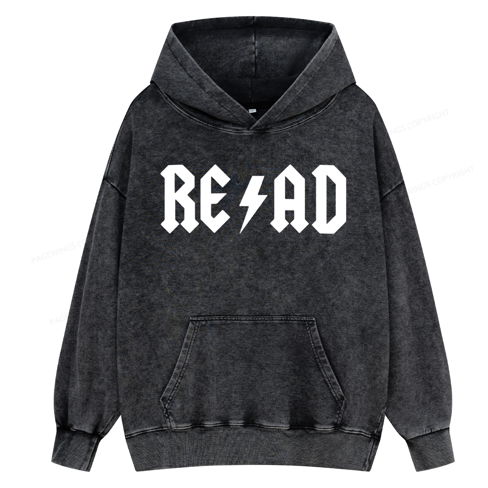 Pagewing Read Back In The Library rock And Roll Unisex Washed Hoodie