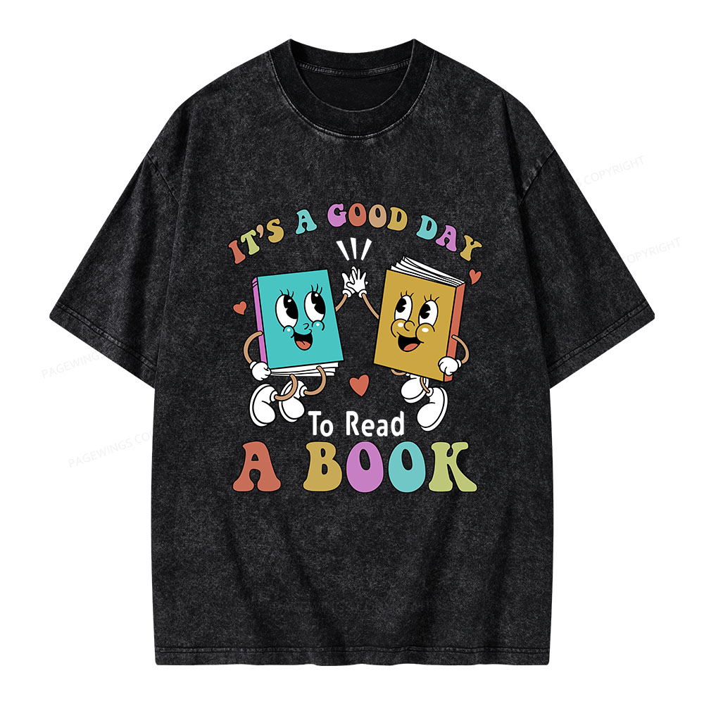 Pagewings It's A Good Day To Read A Book Unisex Washed T-shirt