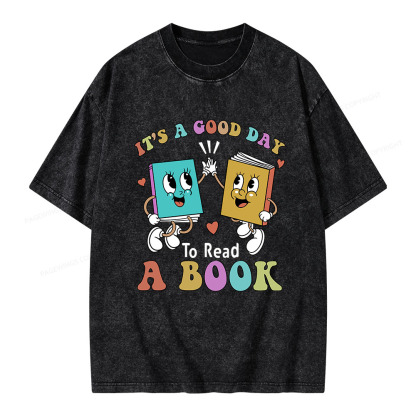 Pagewings It's A Good Day To Read A Book Unisex Washed T-shirt