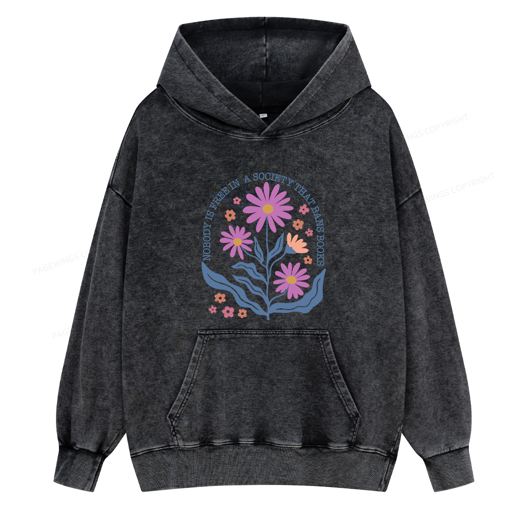 Pagewing Read Banned Books Shirt Social Justice Gift Unisex Washed Hoodie