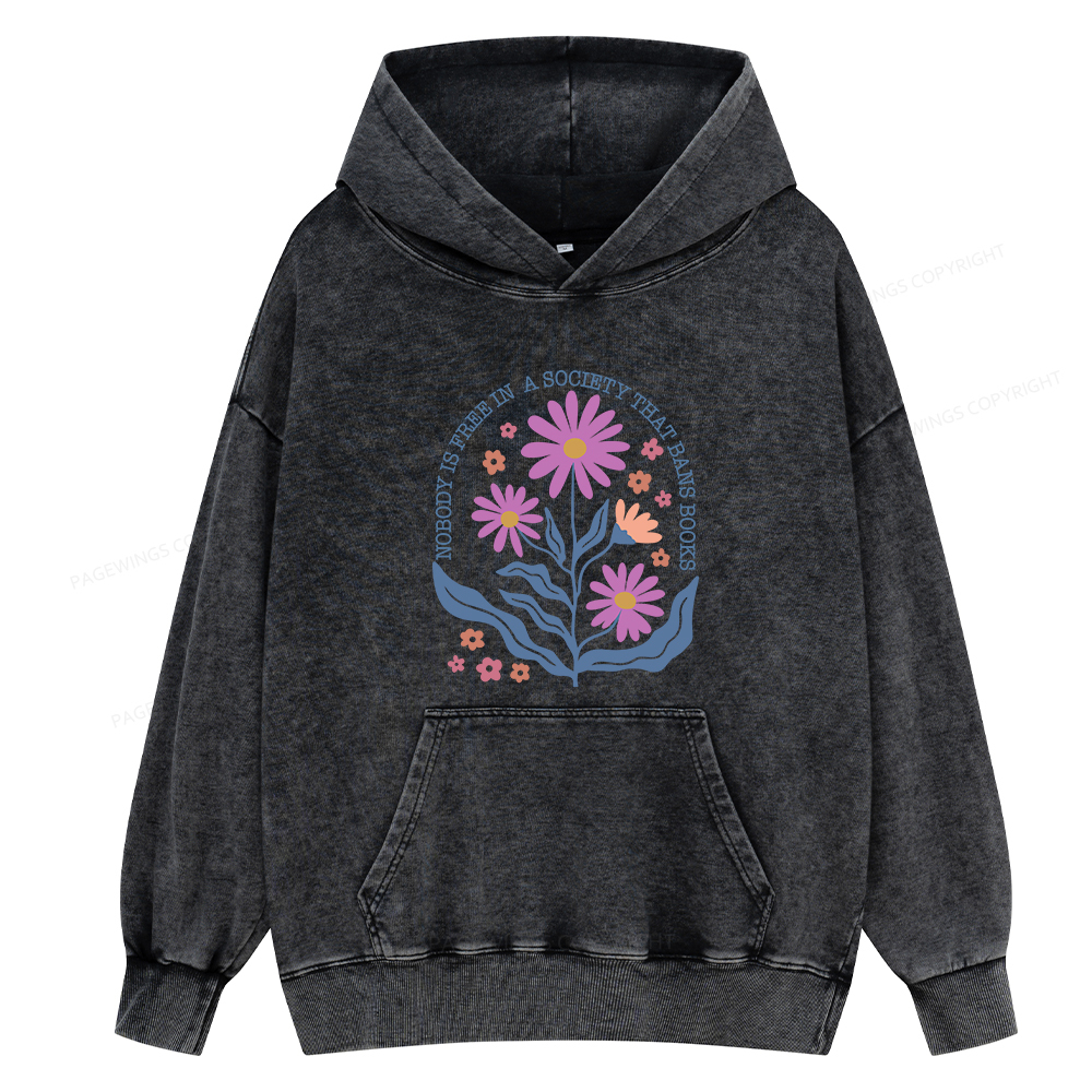 Pagewing Read Banned Books Shirt Social Justice Gift Unisex Washed Hoodie