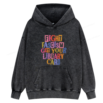 Pagewing Get Your Library Card Unisex Washed Hoodie