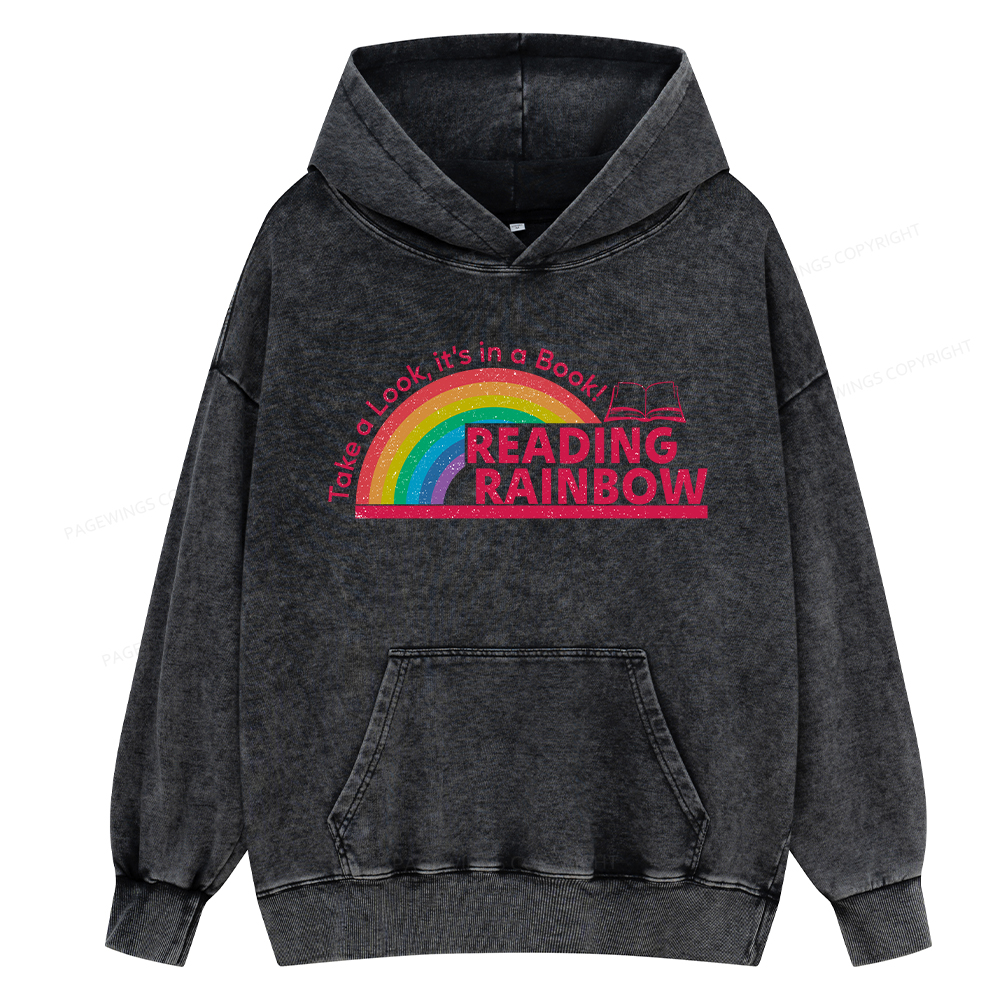 Pagewing Reading Rainbow Unisex Washed Hoodie