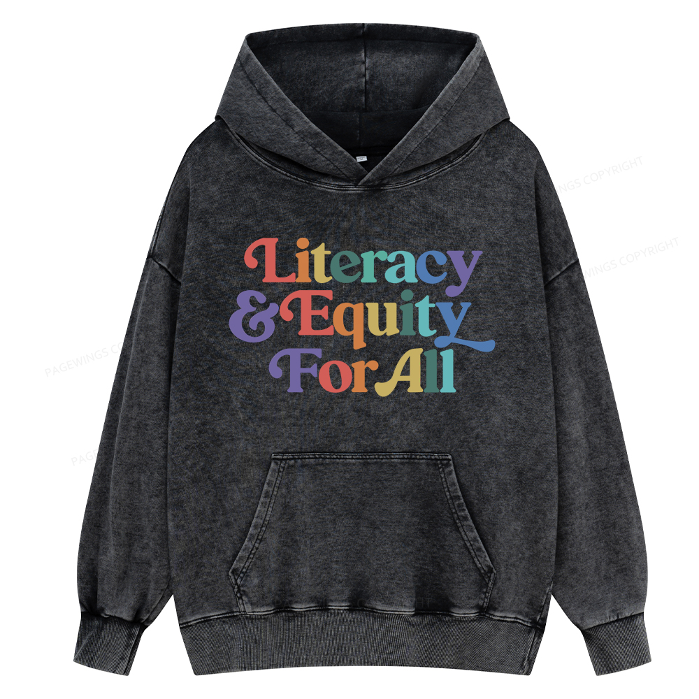 Pagewing Literacy & Equity For All Unisex Washed Hoodie