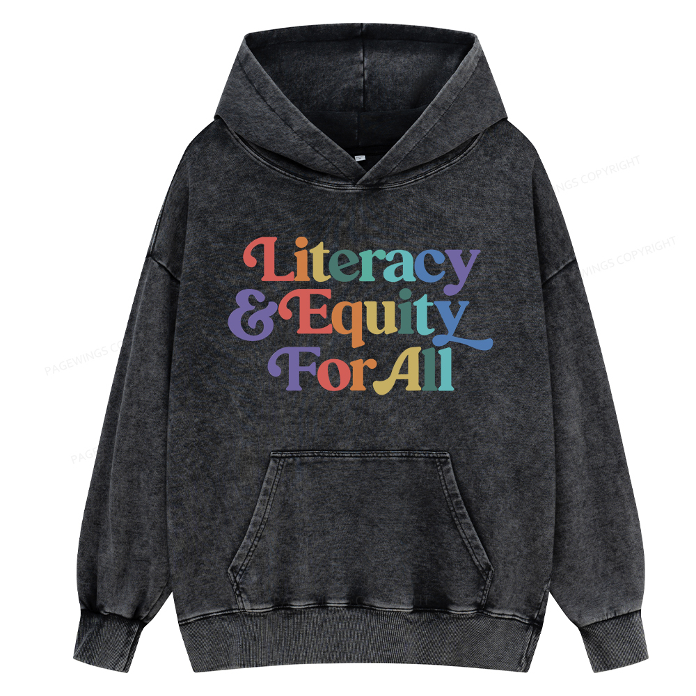 Pagewing Literacy & Equity For All Unisex Washed Hoodie