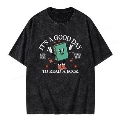 Pagewings Its A Good Day To Read A Book Unisex Washed T-shirt