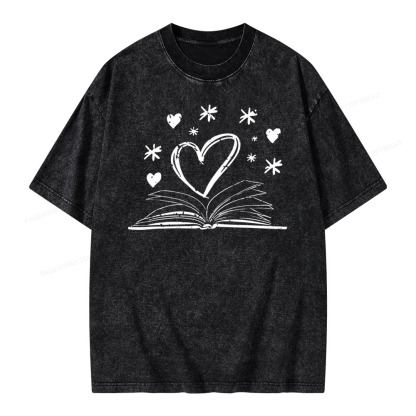 Pagewings Bookworm Librarian Valentines Day Book Unisex Washed T-shirt