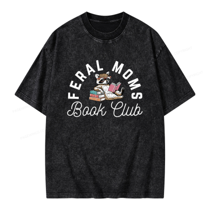 Pagewings Feral Moms Book Club Unisex Washed T-shirt