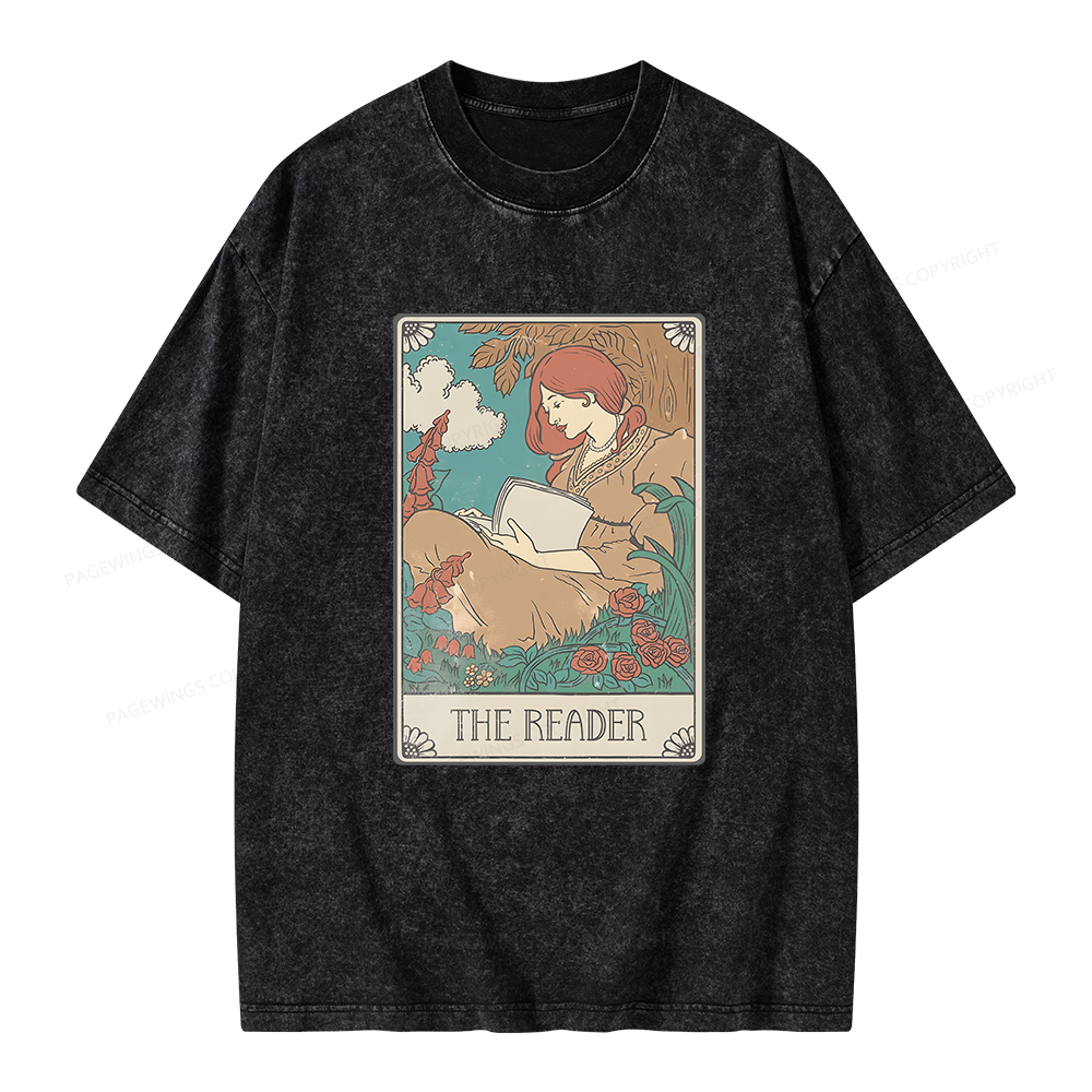 Pagewings Bookish Tarot Card Comfort Colors Unisex Washed T-shirt
