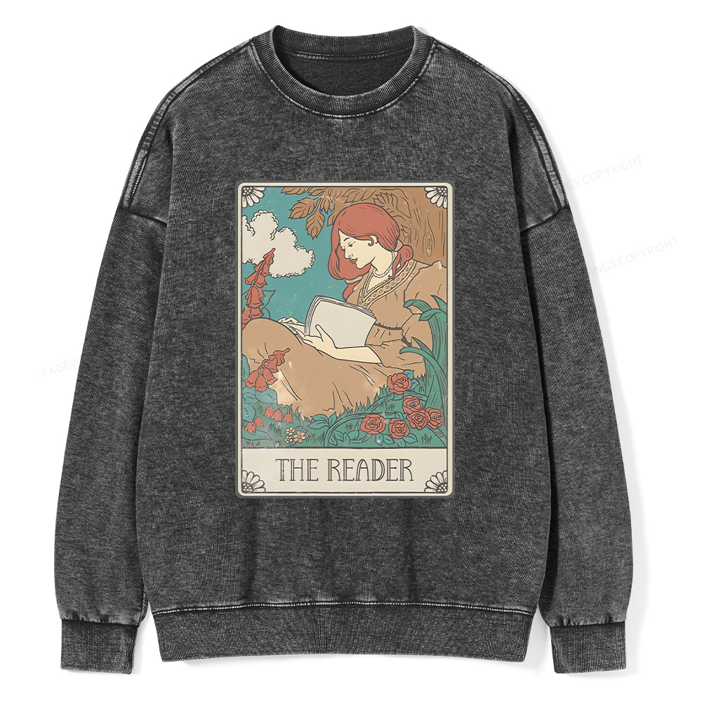 Pagewings Bookish Tarot Card Comfort Colors Unisex Washed Sweatshirt
