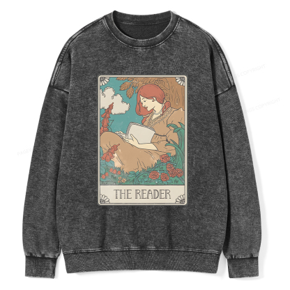 Pagewings Bookish Tarot Card Comfort Colors Unisex Washed Sweatshirt