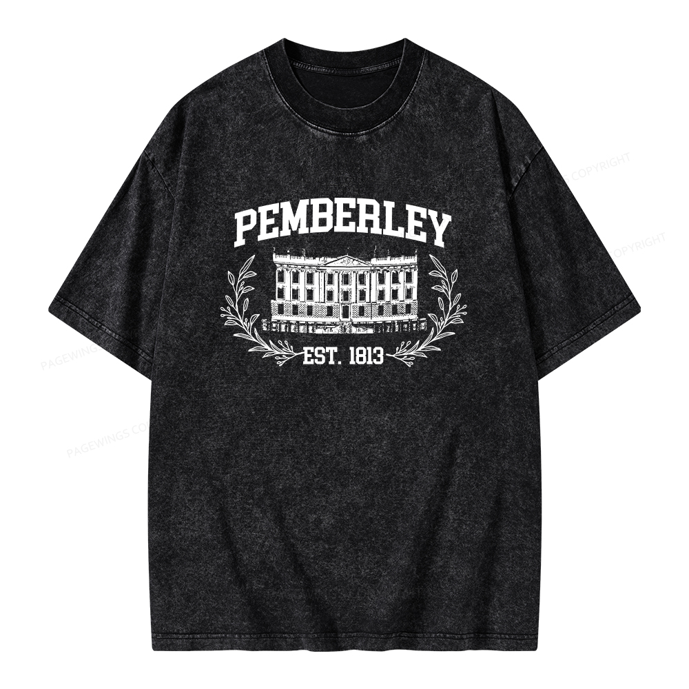 Pagewings Pemberley Est 1813Unisex Washed T-shirt