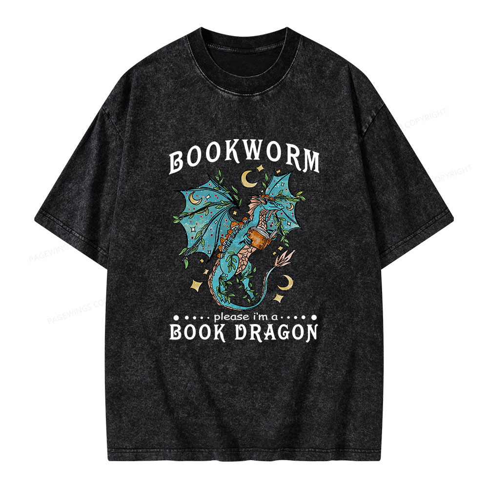 Pagewings Bookworm, please I'm a Book Dragon Unisex Washed T-shirt