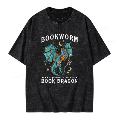Pagewings Bookworm, please I'm a Book Dragon Unisex Washed T-shirt