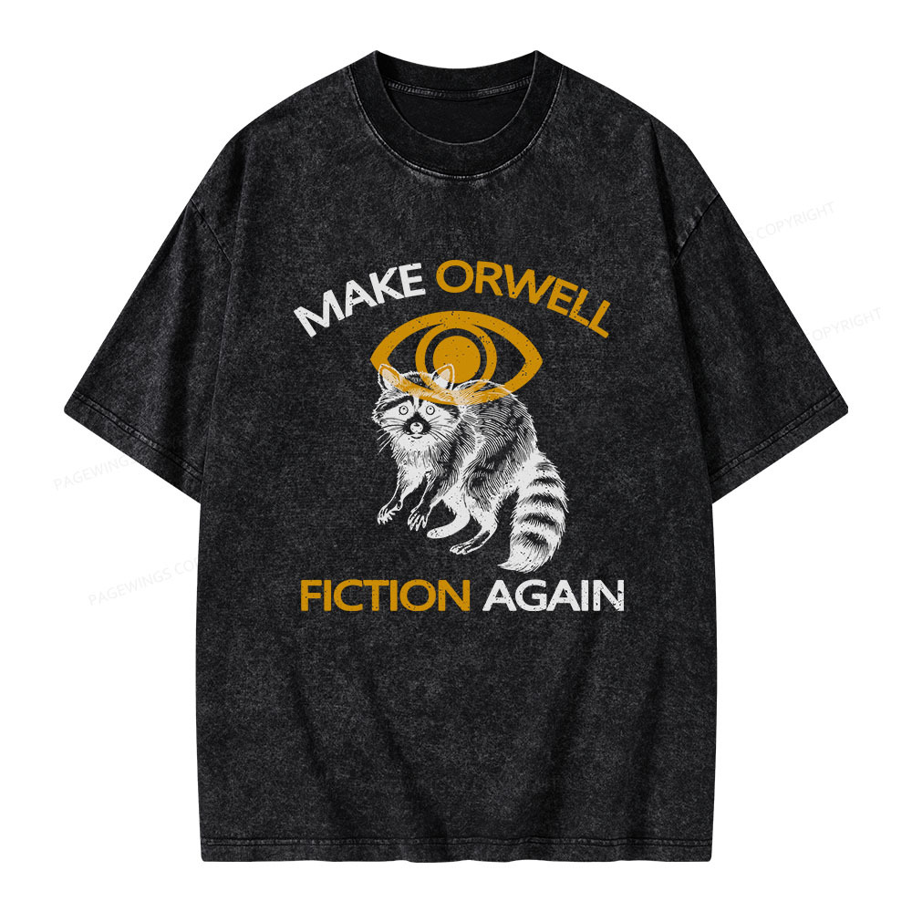 Pagewings Make Orwell Fiction Again Unisex Washed T-shirt