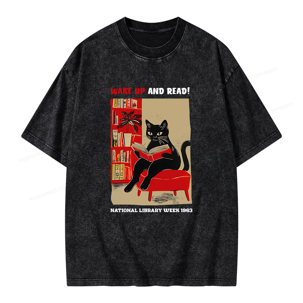 Pagewings Wake Up and Read Unisex Washed T-shirt