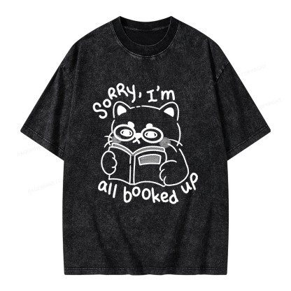 Pagewings Sorry I'm All Booked Up Unisex Washed T-shirt