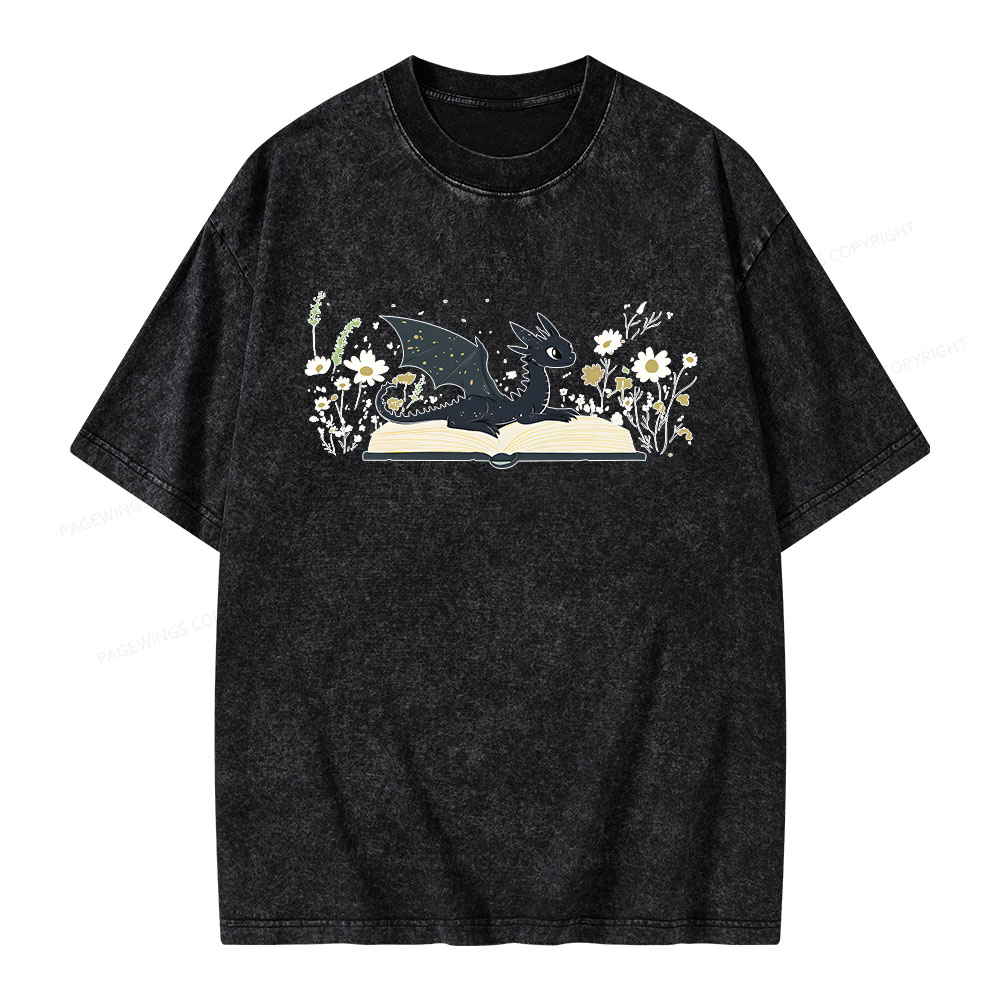 Pagewings Dragon Book Unisex Washed T-shirt