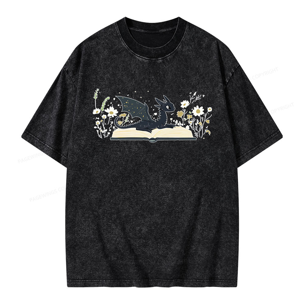 Pagewings Dragon Book Unisex Washed T-shirt