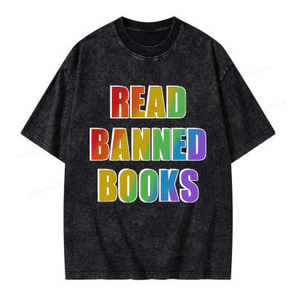 Pagewings Read Banned Books Unisex Washed T-shirt
