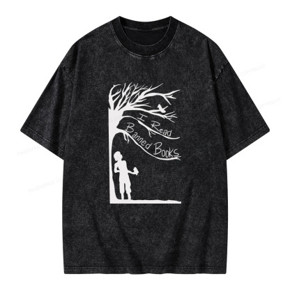 Pagewings I Read Banned Books Unisex Washed T-shirt