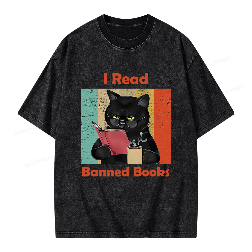 Pagewings I Read Banned Books Unisex Washed T-shirt