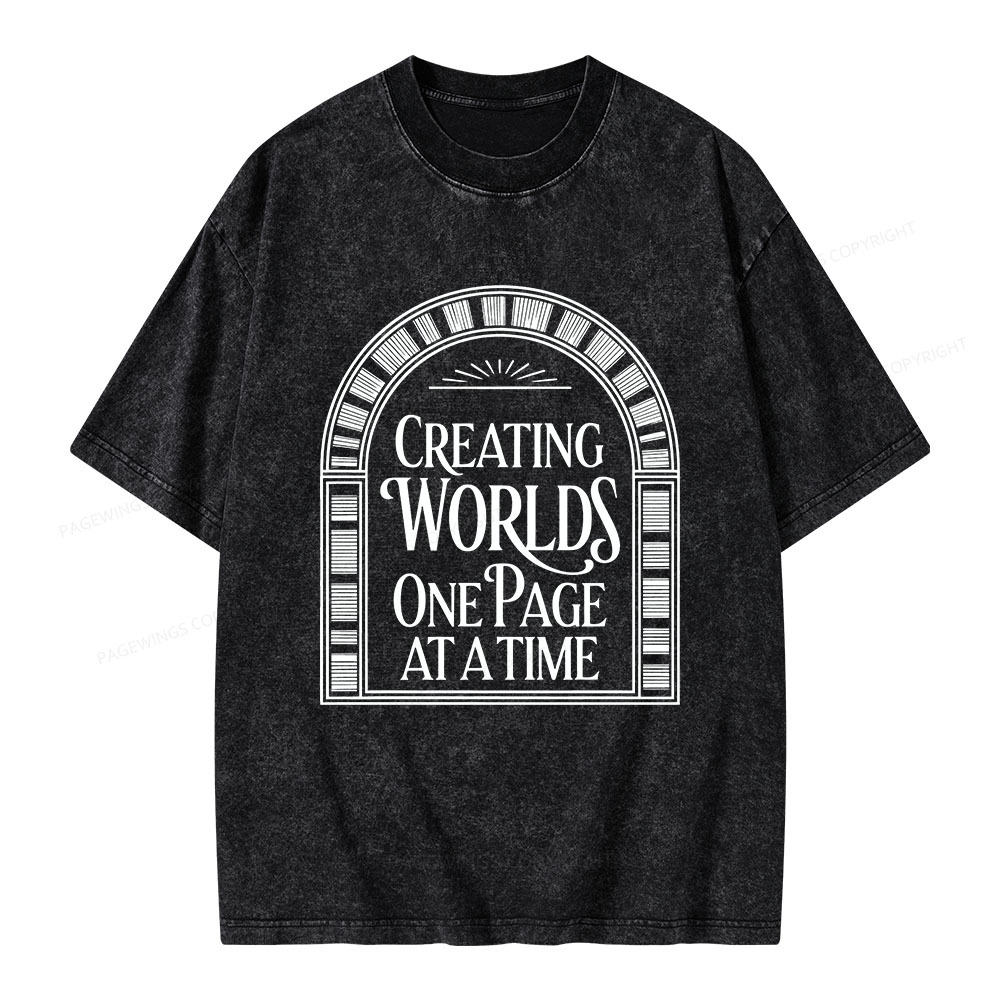 Pagewings Creating Worlds One Page At A Time Unisex Washed T-shirt