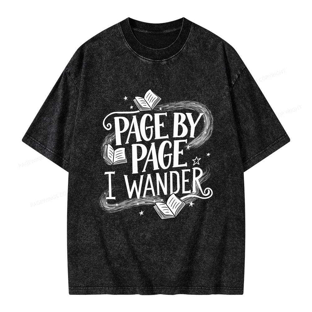 Pagewings Page By Page I Wander Unisex Washed T-shirt