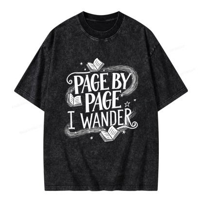 Pagewings Page By Page I Wander Unisex Washed T-shirt