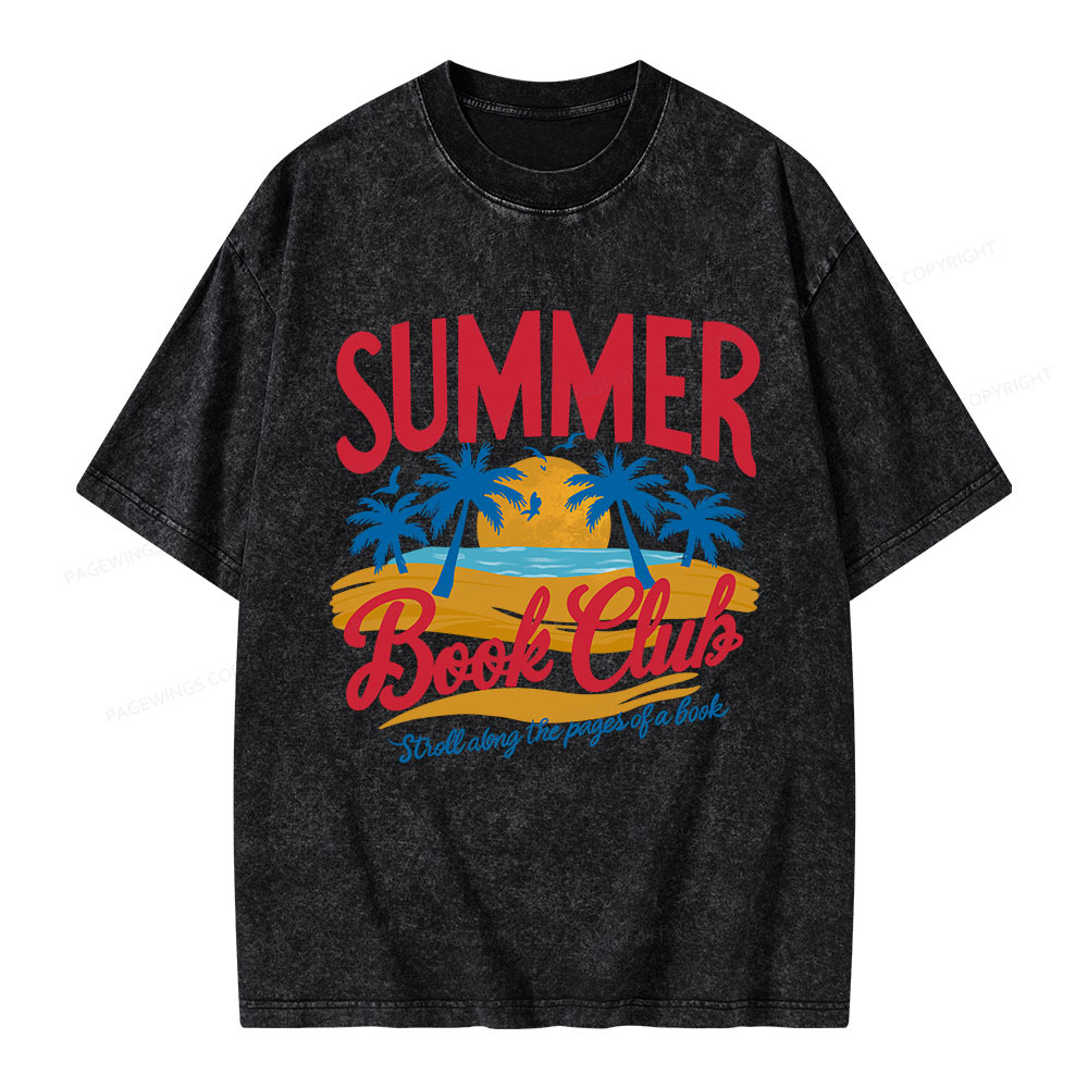 Pagewings Summer Book Club Unisex Washed T-shirt