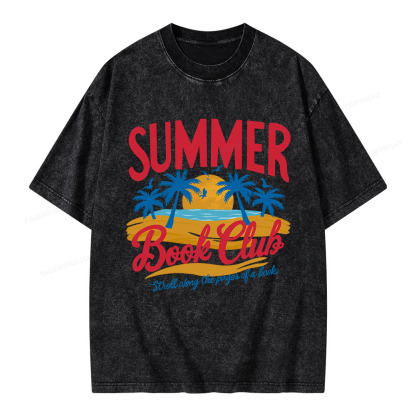 Pagewings Summer Book Club Unisex Washed T-shirt