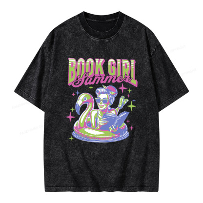 Pagewings Bookish Girl Summer Unisex Washed T-shirt