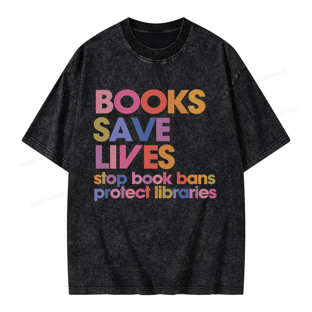 Pagewings Books Save Lives Unisex Washed T-shirt